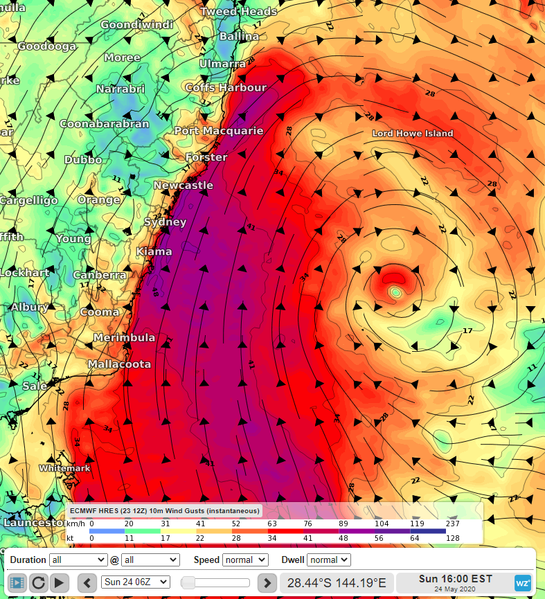 Tasman low whipping up winds and waves for NSW coast