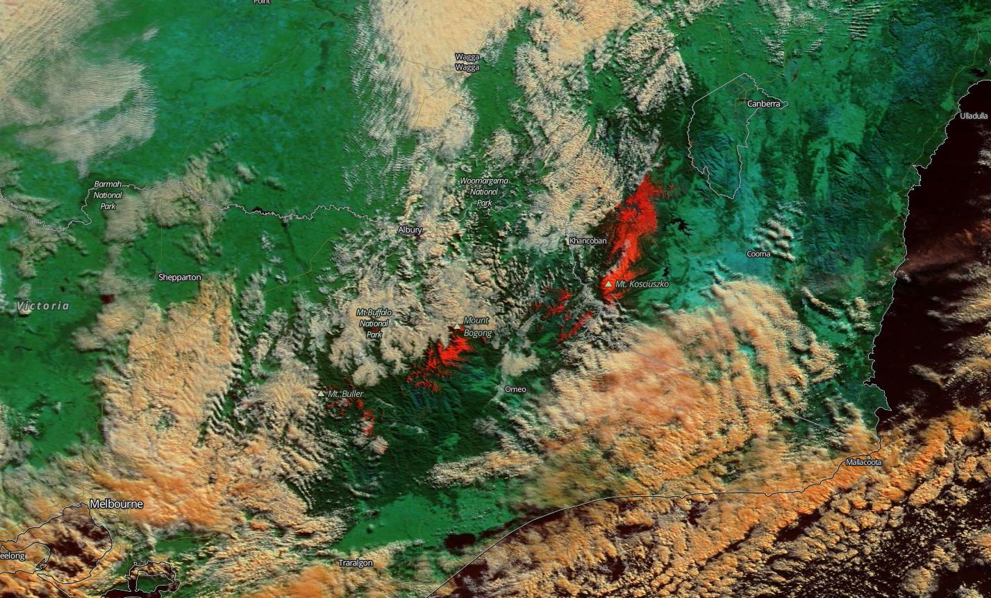 Satellite images show snowier ground in Australia's alps