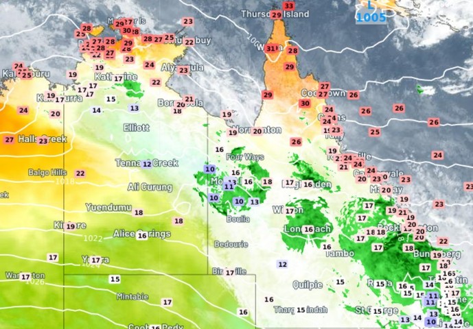 Extreme chill in outback Qld, parts of NT