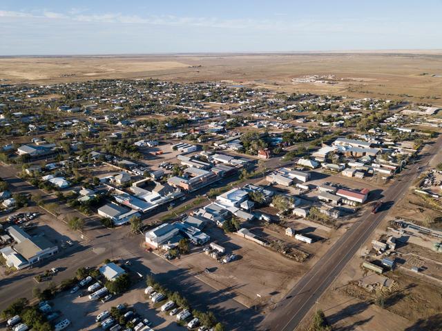 Image: Winton, Qld, as viewed from the air in much drier times. Source: iStock/JohnCarnemolla