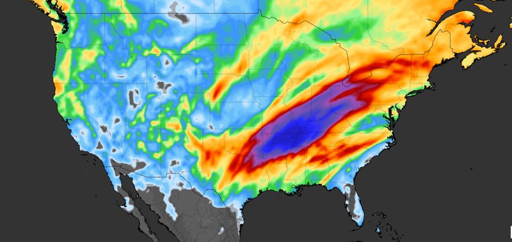 Image: Forecast accumulated rain over the U.S. between Wednesday and Sunday this week. Source: Weatherzone.