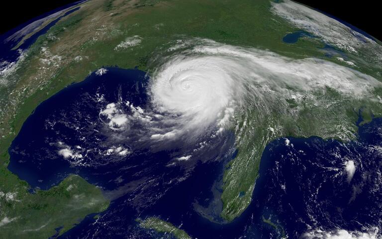 Image: Hurricane Katrina seen from the GOES 12 satellite. Source: NOAA / NASA.
