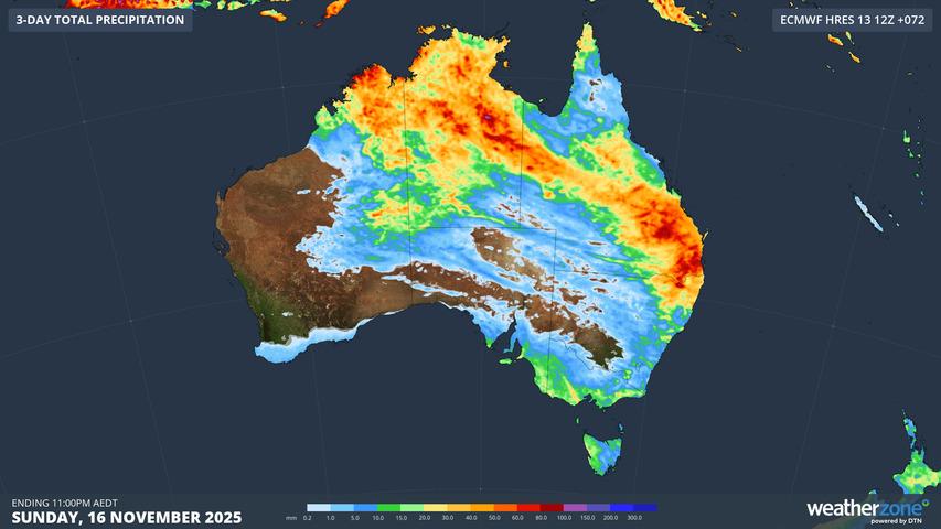 Image: Storms will be widespread this weekend, with southeast Queensland one of the places most likely to see some severe storms. Source: Weatherzone