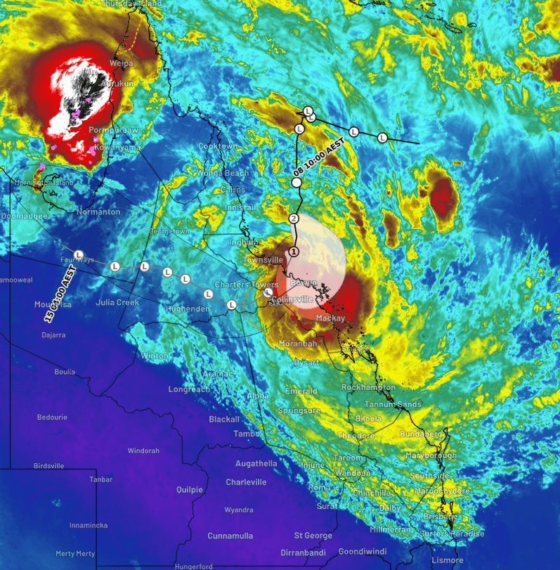 Image: Enhanced infrared satellite image showing tropical cyclone Koji over the Coral Sea on Sunday 7:25am EST. Source: Weatherzone