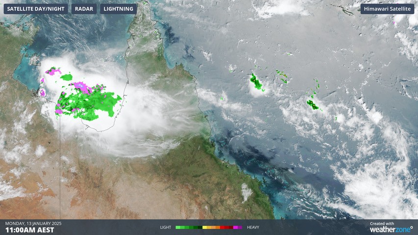 Image: Storms over the Gulf of Carpentaria towards the end of Queensland's multi-day thunderstorm outbreak. Source: Weatherzone