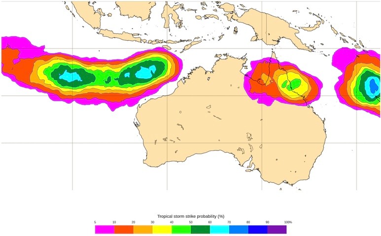 Image: Tropical cyclone risk map for Monday, February 3, 2025. Source: ECMWF.