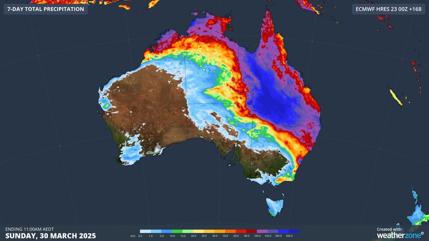 Image: Forecast rain in Australia this week. Source: Weatherzone.