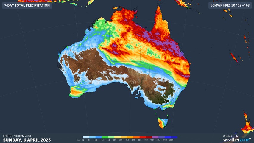 Image: Forecast rain this week. Source: Weatherzone.