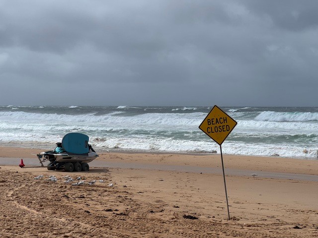 Image: Large waves generated by a powerful Tasman Low bring hazardous surf to coastal NSW. Source: Felix Levesque