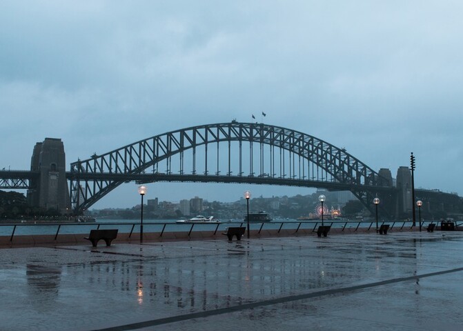 Image: Grey skies, wet benches, and no one brave enough to enjoy the view. Source: iStock/ai_yoshi