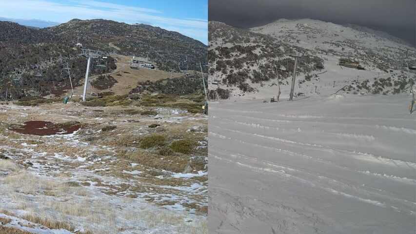 Image: What a difference a few days made on Mt Blue Cow at Perisher. Source: Perisher Resort