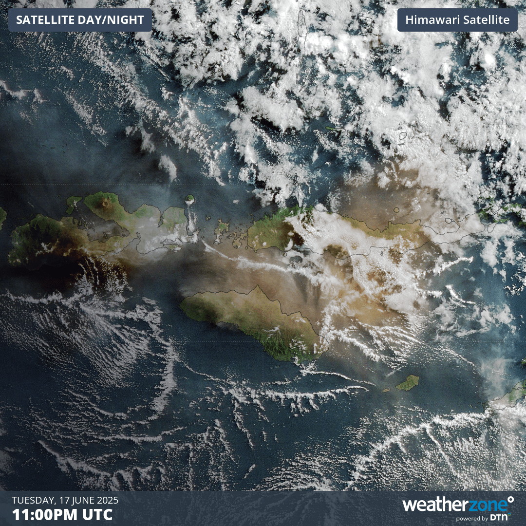 Image: Image: Satellite imagery on the morning of Wednesday, June 18, 2025 over Flores, Indonesia. Source: Weatherzone.