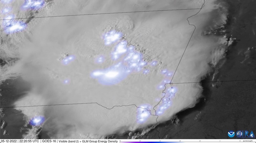 Image: Composite satellite and lightning showing a derecho over the Northern Plains in May 2022. Source: CSU/CIRA and NOAA.