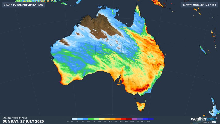 Image: Forecast rain this week. Source: Weatherzone.