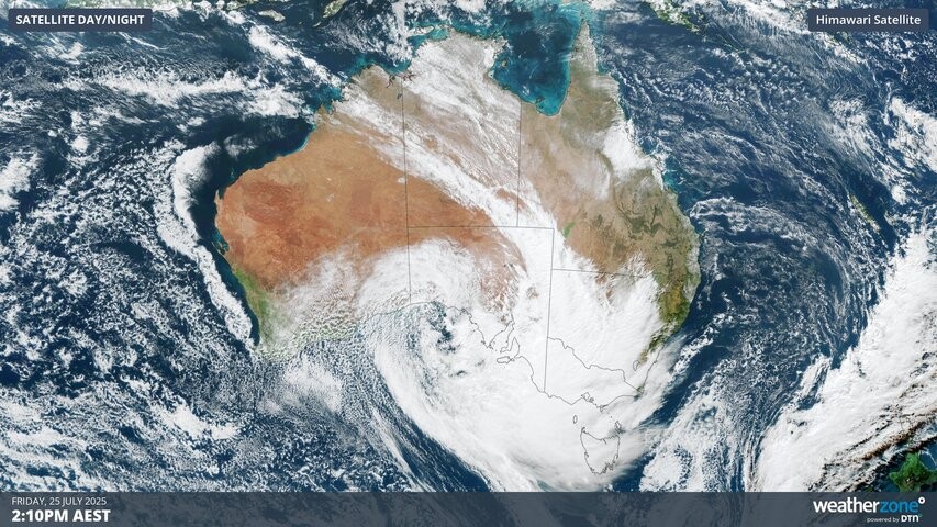 Image: Visible satellite image showing cloud over Australia on Friday. Source: Weatherzone.