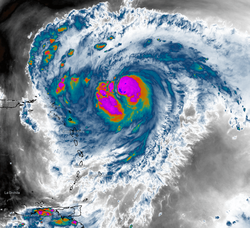 Image: Water vapor imagery of Hurricane Erin. Source: Weatherzone