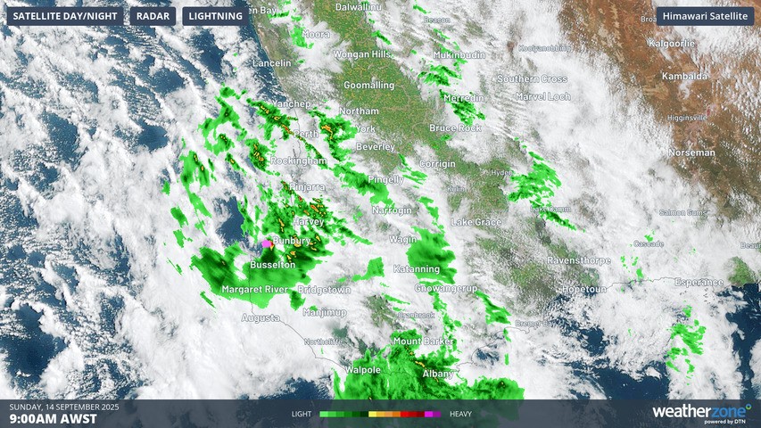 Image: The second of a pair of cold fronts is crossing southwest WA this morning. Source: Weatherzone