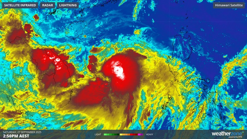 Image: Infrared satellite image of Typhoon Bualoi. Source: Weatherzone