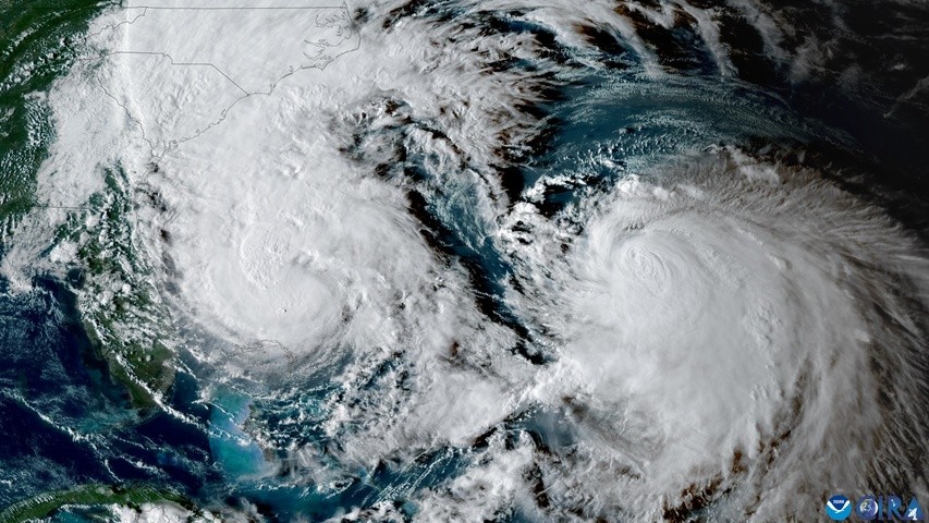 Image: Hurricanes Humberto and Imelda off the U.S. East Coast on Tuesday. Source: CIRA / GOES-19.