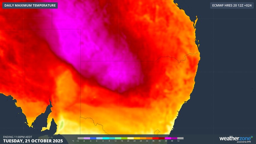 Image: The old records were exceeded by around a degree in both states. Source: Weatherzone