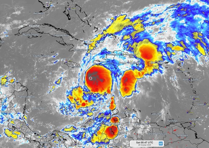 Image: Tropical Storm Melissa is inching towards Jamaica. Source: Weatherzone