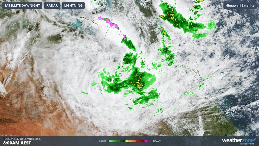Image: Rain radar over North Queensland at 8am (AEST) on Tuesday, December 30, 2025. Source: Weatherzone