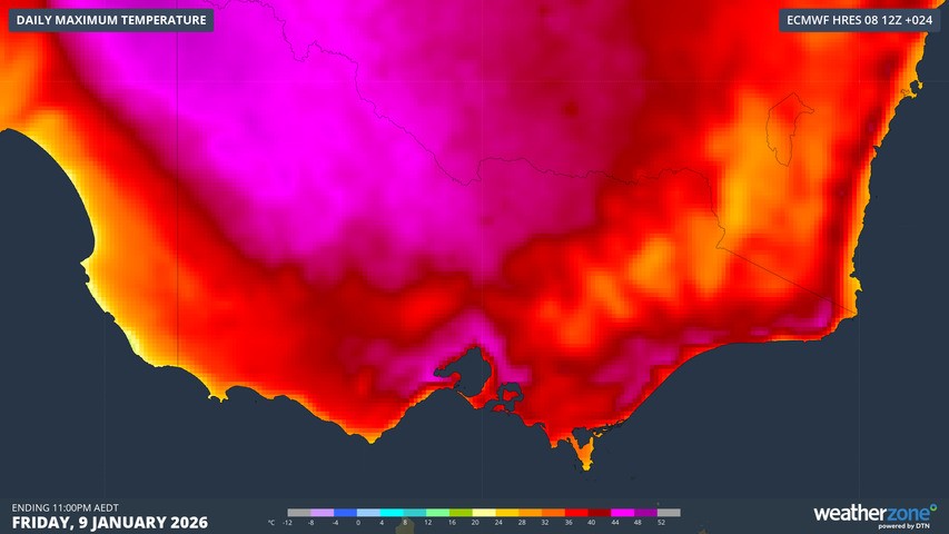 Image: Cooler conditions will prevail across Victoria on Saturday after Friday's extremes. Source: Weatherzone