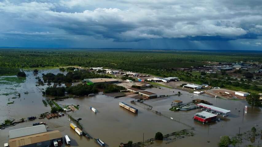 Image: Flooding in Katherine, NT, on March 7, 2026. Source: Fletcher Harry (@fletch_00) on Instagram