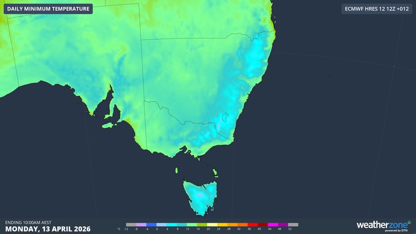 Image: It was a chilly morning to start the week across the southeast of the country. Source: Weatherzone