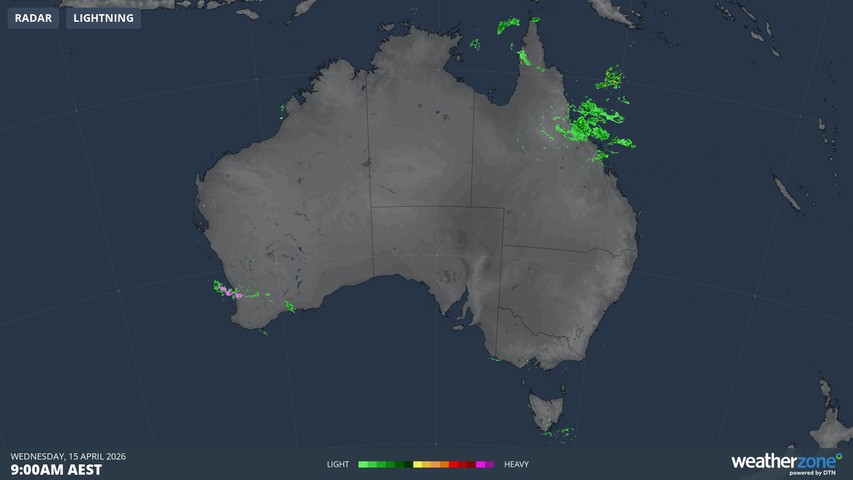 Image: The morning radar was clear across most of Australia except for Perth and Far North Queensland. Source: Weatherzone