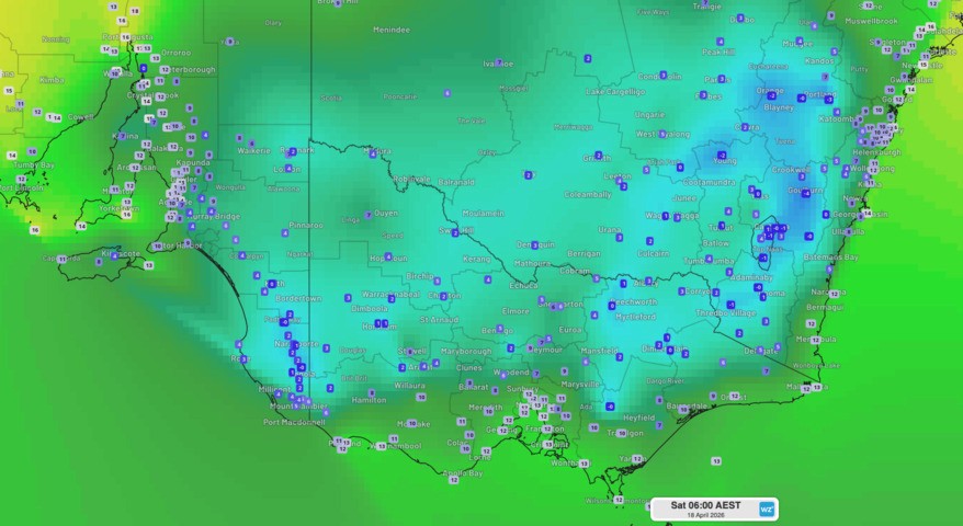 Image: Observed temperatures over southeast Australia on Saturday morning. Source: Weatherzone