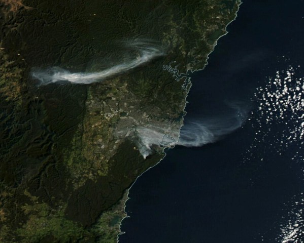 Image: Smoke plumes from hazard reduction burns in the Blue Mountains and near Royal National Park on Saturday 9th May 2026. Image: NASA Worldview.. Source: Weatherzone
