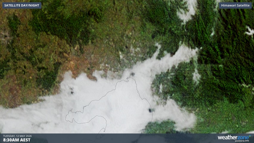 Image: Fog in the Melbourne area at 8:30am (AEST) on Tuesday, May 12, 2026. Source: Weatherzone