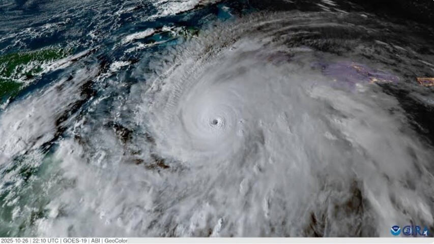 Image: Major Hurricane Melissa approaches Jamaica as a category 4 hurricane. Source: CIRA / GOES-19.