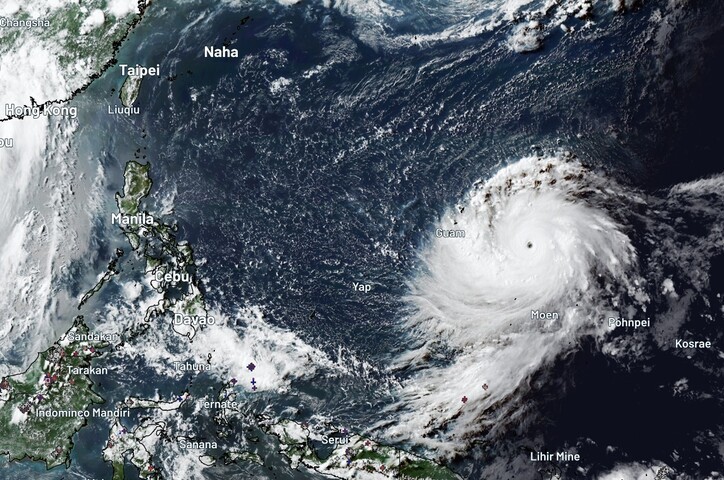 Image: Super Typhoon Bavi is heading towards the U.S. island territory of Guam in the western Pacific.. Source: Weatherzone