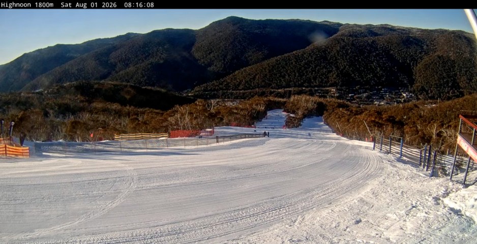 Image: Image: Beautiful ski conditions at High Noon ski run at 8am AEST on Saturday, August 01, 2026. Source: Source: thredbo.com.au.