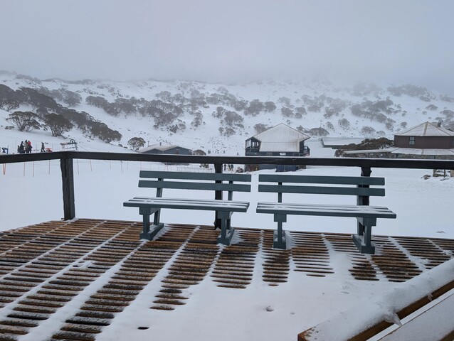 Image: Fresh snow at Charlotte Pass, NSW, on the morning of August 12, 2026. Source: 'Fozzie Bear' via ski.com.au