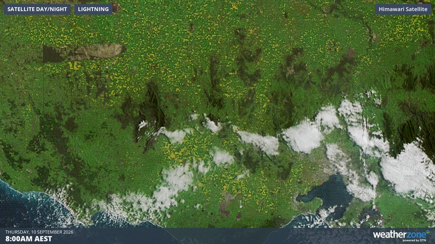 Image: Satellite view of central Victoria at 8 am (AEST) on Thursday, September 10, 2026. Source: Weatherzone