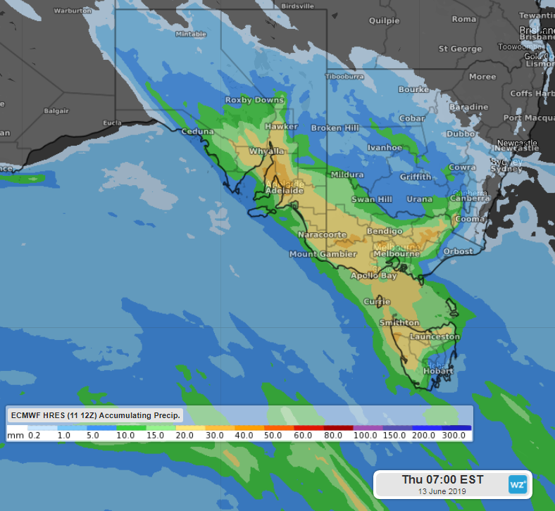 Frontal deluge for South Australia, Victoria and Tasmania