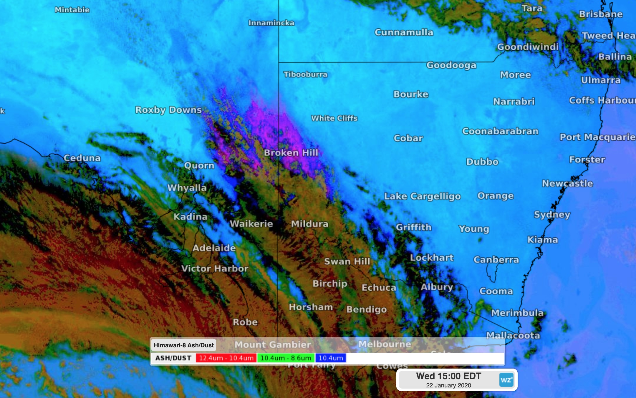 Dust storm sweeping over SA, NSW and VIC