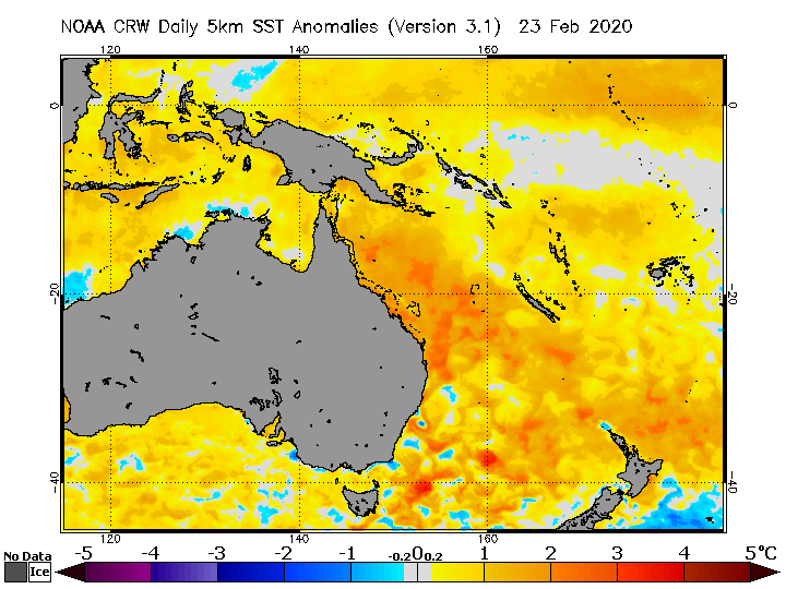 Warm Coral Sea fuelling storms over Queensland
