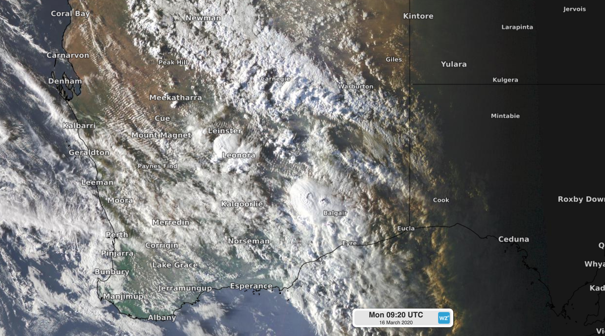 Satellite captures sunset storms building over WA outback