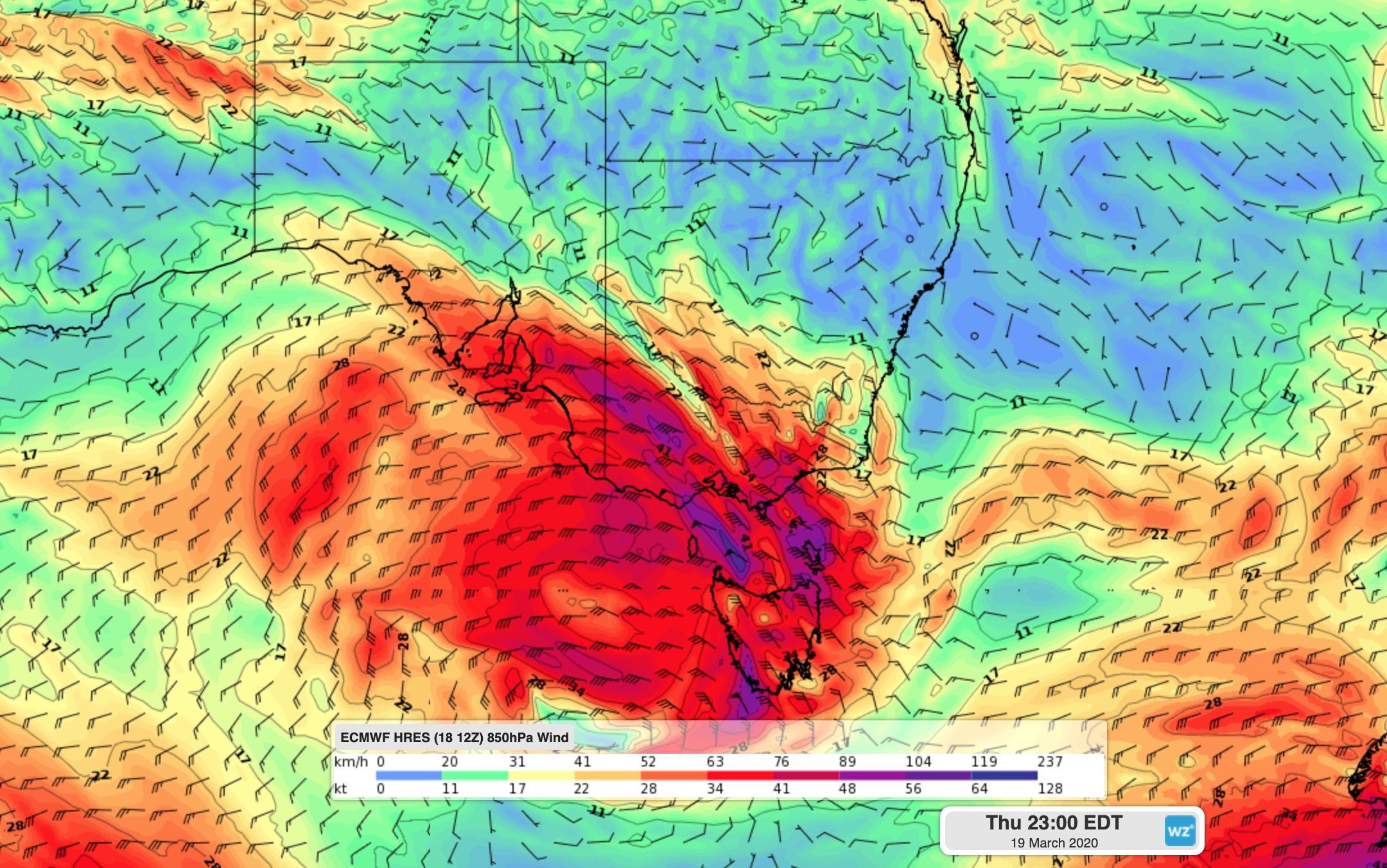 Warm and windy day in southeastern Australia