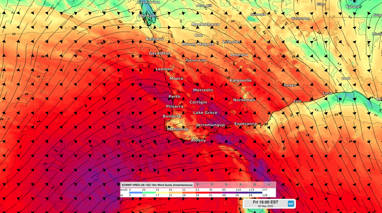 Severe weather in WA on Friday