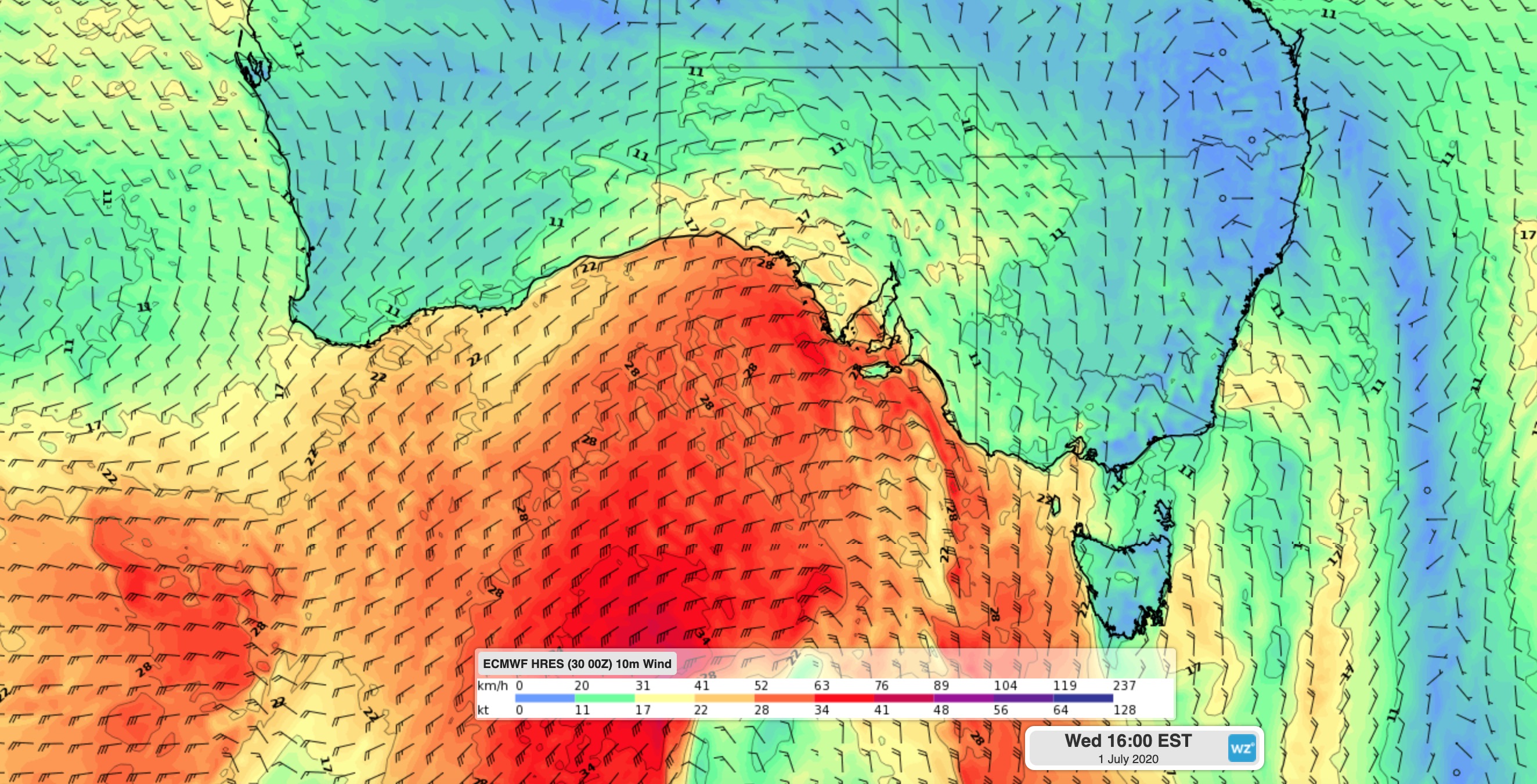 Windy Wednesday in southern Australia