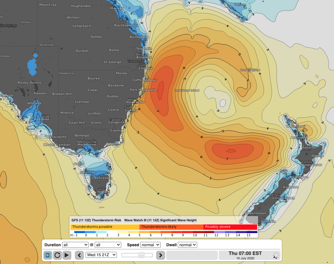 Surf prospect for eastern Australia generated by the coming coastal low