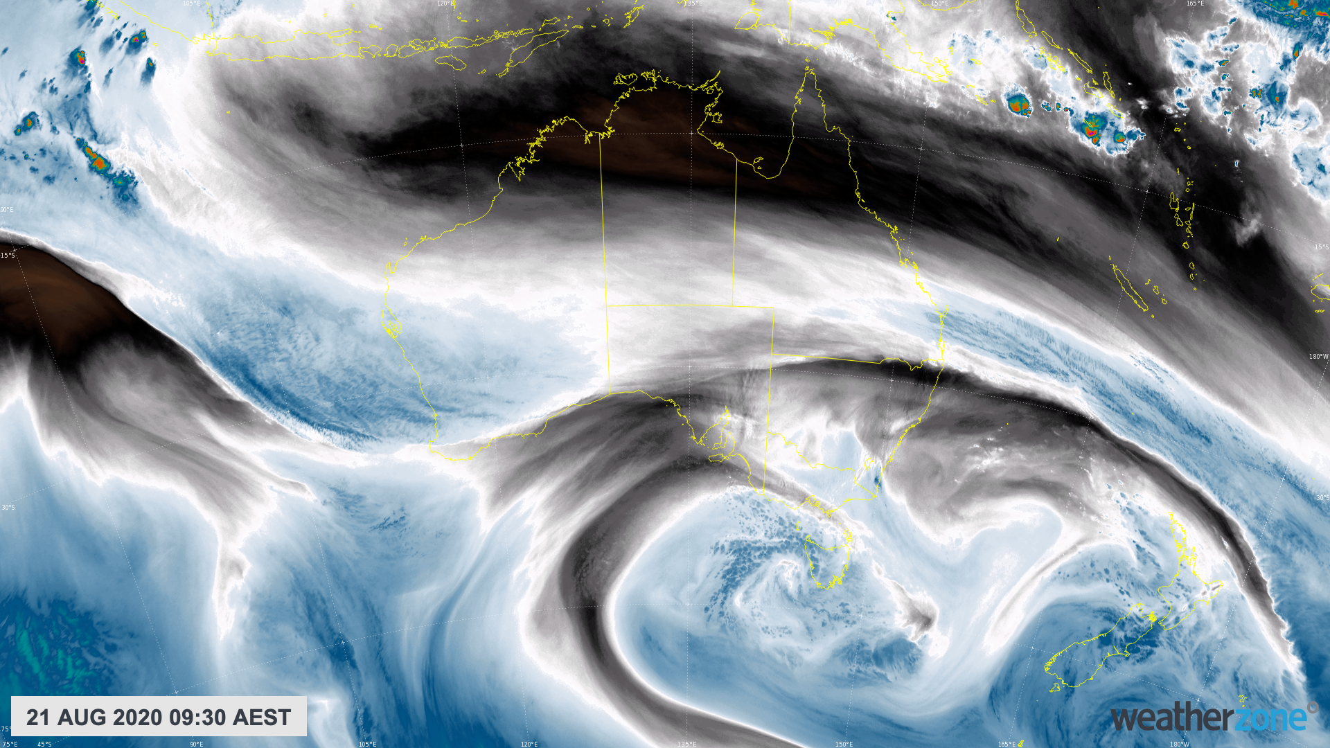 Satellites tracking Antarctic air spreading over Australia