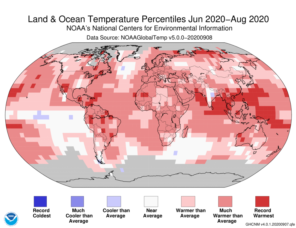 Our planet just had its third-warmest June to August on record