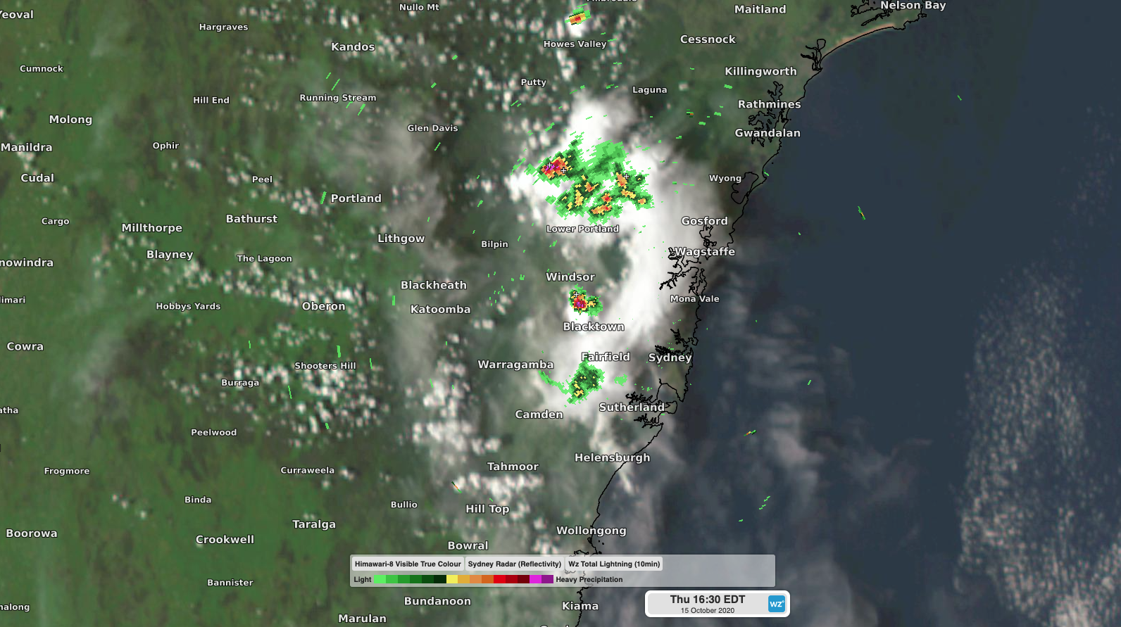 Storms developing around Sydney