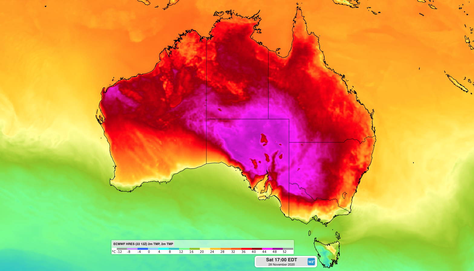 Hot end to spring in Australia